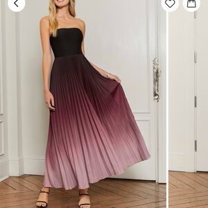 CUPSHE Elegant Black to red to pink ombré Strapless Dress NWT